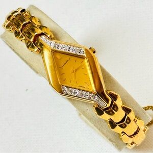 Vintage Seiko Lassale Thin Women's Elegant Diamond Gold Plated Watch 1F20-6E89